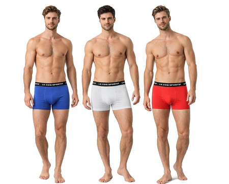 Le Coq Sportif Boxershorts Unterhosen Herren 3er-Pack rot grau marineblau