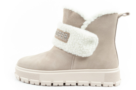 Lee Cooper Damen Stiefel Winterstiefel modisches Schaffell isoliertes Leder Beige