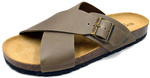 Bio Bio Herren-Flip-Flops, vorgeformte Zehentrenner, Naturleder, Braun