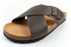 Bio Bio Herren-Flip-Flops, vorgeformte Zehentrenner, Naturleder, Braun