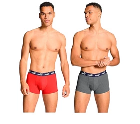 Puma Herren-Boxershorts im 2er-Pack, Rot und Grau, bequeme Baumwolle