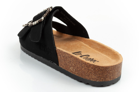 Lee Cooper Damen-Sandalen zum Hineinschlüpfen, Schwarzes Wildleder, Bequem, Leicht