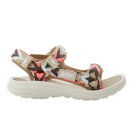 Lee Cooper Damen-Sandalen mit Klettverschluss für den Sommer und den Strand, Hellbeige