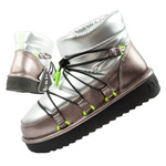 D.Franklin Damen Winterstiefel, modische, isolierte, silberne Stiefeletten