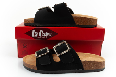 Lee Cooper Damen-Sandalen zum Hineinschlüpfen, Schwarzes Wildleder, Bequem, Leicht