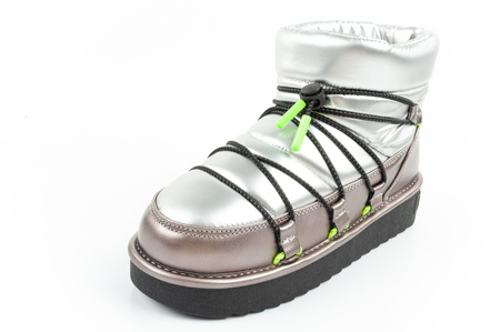 D.Franklin Damen Winterstiefel, modische, isolierte, silberne Stiefeletten