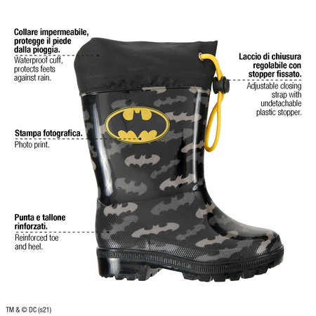 Perletti Batman Kinder-Gummistiefel [98326], Schwarz.