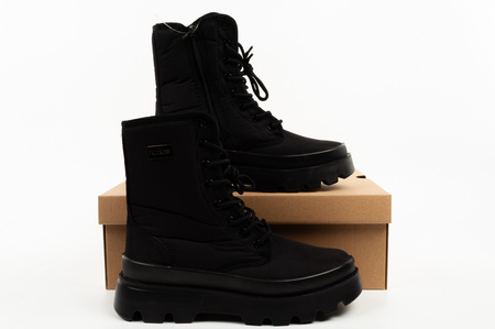 Progress Damen-Winterstiefel, Schwarz, Isoliertes Lammfell