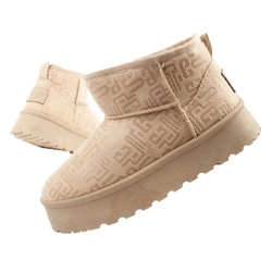 Lee Cooper Damen Winter Schneestiefel Modische Fell gefütterte Stiefeletten Beige