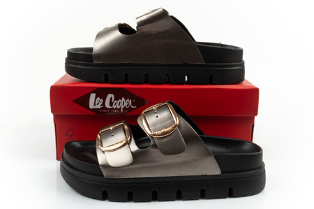 Lee Cooper Damen-Slipper, silberne Flip-Flops, bequeme und modische Plateau-Sandalen