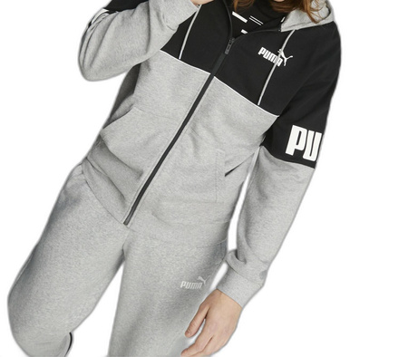 Puma Herren-Sport-Sweatshirt mit Reißverschluss [849842 04], Grau und Schwarz.