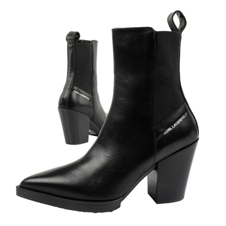 Karl Lagerfeld Cowboystiefel Damen Cowboystiefel Leder schwarz [KL31264 000]