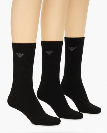 Emporio Armani Herren-Baumwollsocken, Schwarz, 3er-Pack