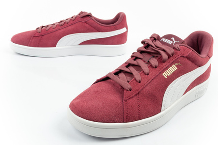 Puma Smash 3.0 Herren-Sneaker, Leder, Burgunderrot