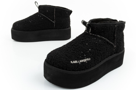 Karl Lagerfeld Thermo Damen Schneestiefel Stiefeletten mit Fell schwarz [KL48522W W0S]