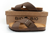 Bio Bio Herren-Flip-Flops, vorgeformte Zehentrenner, Naturleder, Braun