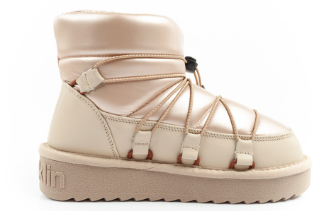 D.Franklin Damen Winterstiefel, modische, isolierte Stiefeletten in Gold