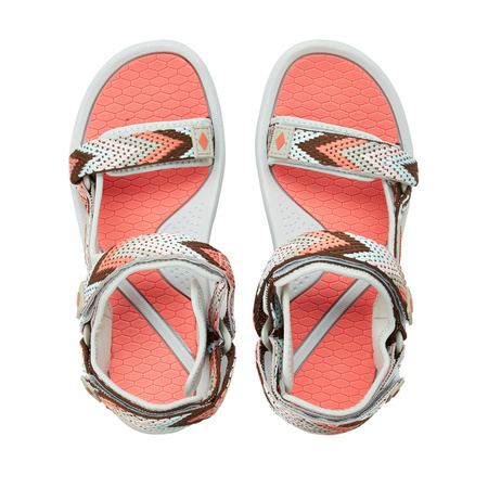 Lee Cooper Damen-Sandalen mit Klettverschluss für den Sommer und den Strand, Hellgrau und Rosa