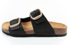 Bio Bio Damen-Flip-Flops, vorgeformte Zehenstegsohlen, Naturleder, Schwarz
