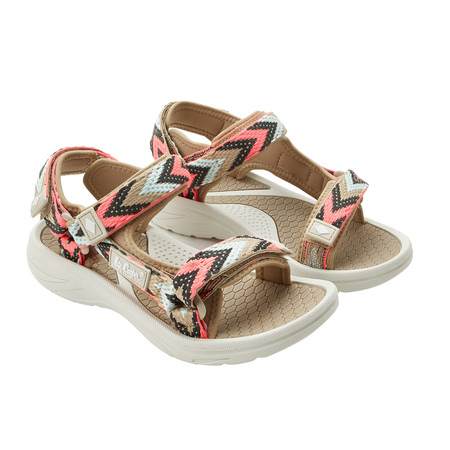 Lee Cooper Damen-Sandalen mit Klettverschluss für den Sommer und den Strand, Hellbeige