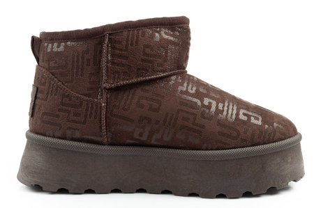 Lee Cooper Damen Winter Schneestiefel Modische Fellgefütterte Stiefeletten Dunkelbraun