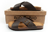 Bio Bio Herren-Flip-Flops, vorgeformte Zehentrenner, Naturleder, Braun