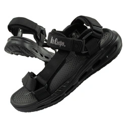 Lee Cooper Herren-Sandalen mit Klettverschluss für den Sommer, leicht, schwarz