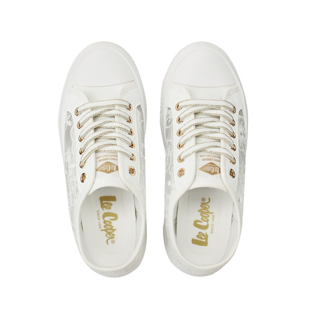 Lee Cooper Damen-Plateau-Sneaker in Weiß mit Schnürung