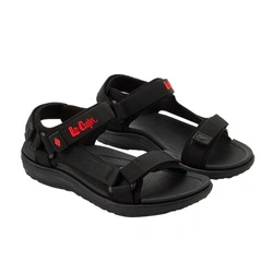 Lee Cooper Damen-Sandalen mit Klettverschluss für den Sommer und den Strand, leicht, schwarz