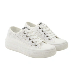 Lee Cooper Damen-Plateau-Sneaker in Weiß mit Schnürung