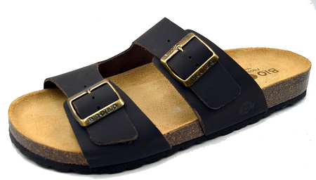 Bio Bio Herren-Flip-Flops, vorgeformte Zehentrenner, Naturleder, Braun