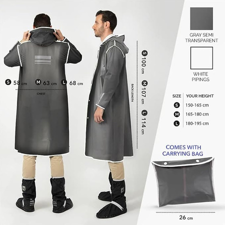 Perletti Damen-Regenmantel (Trenchcoat-Stil) in Grau mit Kapuze