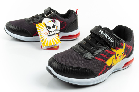 Leomil Kinder-Sportschuhe, leichte Pokémon-Sneaker mit Klettverschluss und LED-Beleuchtung, Schwarz