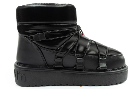 D.Franklin Damen Winterstiefel, modische, isolierte schwarze Stiefeletten