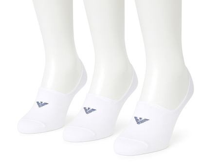 Emporio Armani Calza Micro-Fußsocken, Weiße Baumwolle, 3er-Pack