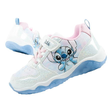 Leomil Kinder-Sportschuhe Stitch Leichte Sneaker mit Klettverschluss und blauen LEDs