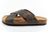 Bio Bio Herren-Flip-Flops, vorgeformte Zehentrenner, Naturleder, Braun