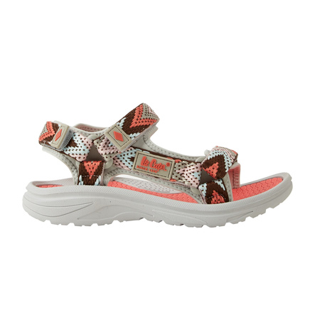 Lee Cooper Damen-Sandalen mit Klettverschluss für den Sommer und den Strand, Hellgrau und Rosa