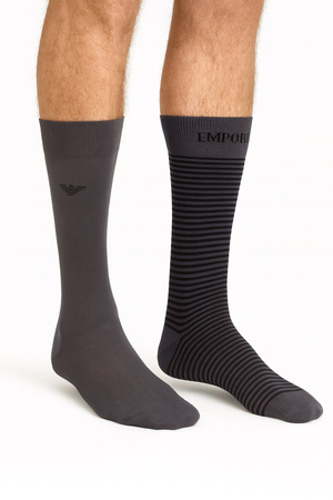 Emporio Armani Graue Baumwoll-Kniestrümpfe, 2er-Pack