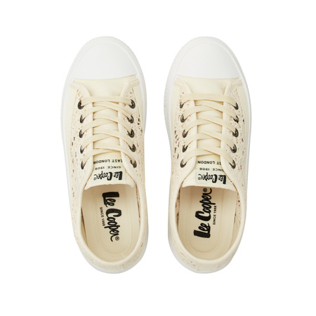 Lee Cooper Damen-Plateau-Sneaker in Beige mit Schnürung
