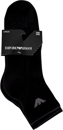 Emporio Armani Herren-Baumwollsocken, Schwarz, 3er-Pack