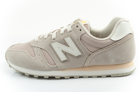New Balance 373 Damen-Sneaker, Modisches Leder, Beige, Weiß