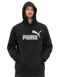 Puma Herren-Kapuzenpullover mit Kängurutasche, Schwarz, Modische Baumwolle