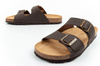 Bio Bio Herren-Flip-Flops, vorgeformte Zehentrenner, Naturleder, Braun