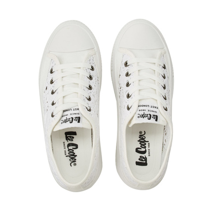 Lee Cooper Damen-Plateau-Sneaker in Weiß mit Schnürung
