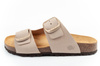 Bio Bio Damen-Flip-Flops, vorgeformte Zehentrenner, Naturleder, Beige