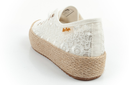 Lee Cooper Damen-Sneaker mit Schnürung, Weiß mit Plateau