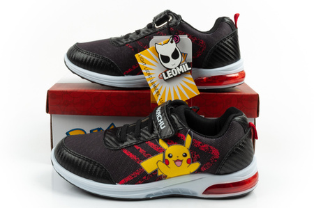 Leomil Kinder-Sportschuhe, leichte Pokémon-Sneaker mit Klettverschluss und LED-Beleuchtung, Schwarz