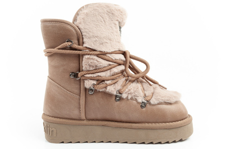 D. Franklin Damen Winterstiefel, modisches Fellfutter, brauner High-Top
