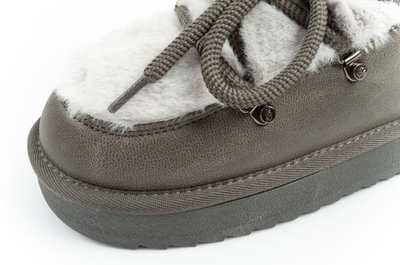 D. Franklin Damen Winterstiefel, modisches Fellfutter, Grau